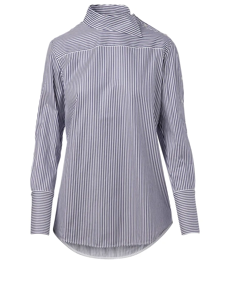 One-Shoulder Shirt Striped Print