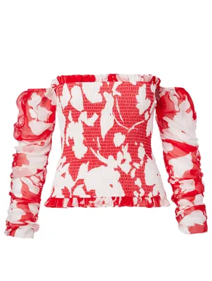 Gemma Silk-Blend Top Floral Print