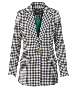 Wool Tailored Blazer Check Print