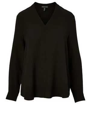 Silk Georgette Crepe V-Neck Top