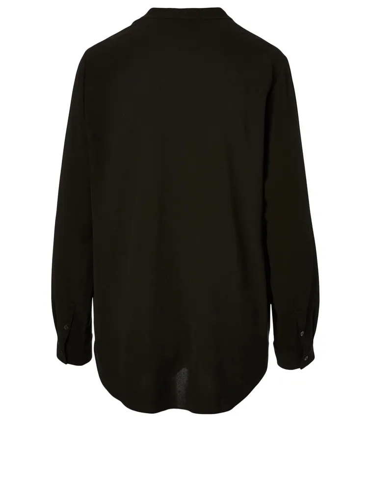 Silk Georgette Crepe V-Neck Top