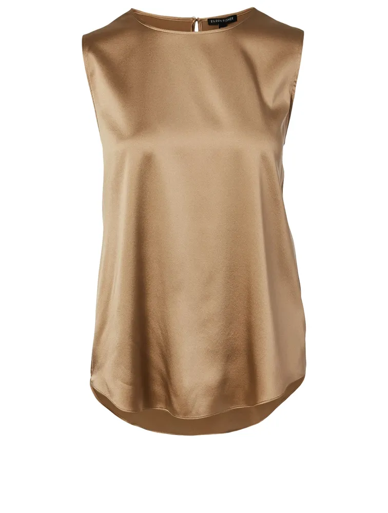 Stretch Silk Charmeuse Sleeveless Blouse
