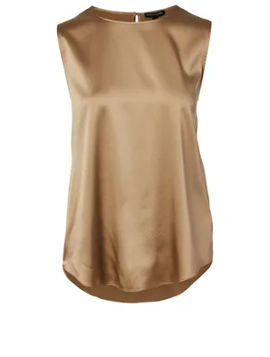 Stretch Silk Charmeuse Sleeveless Blouse