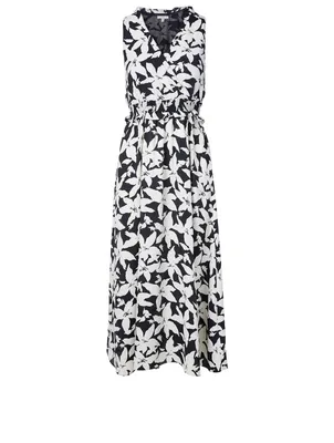 Yashi B Crepe Sleeveless Maxi Dress Floral Print