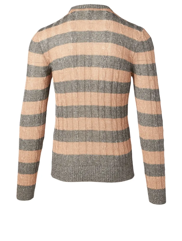 Linen And Cotton Sweater Striped Print