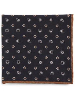 Wool And Cotton Pocket Square In Mini Floral Print