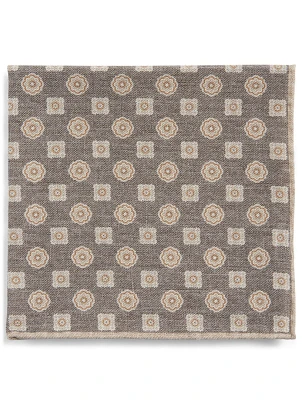 Wool And Cotton Pocket Square In Geometric Print