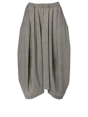 Wool-Blend Skirt Check Print