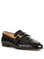 Croc-Embossed Leather Loafers