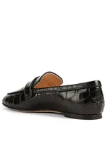Croc-Embossed Leather Loafers