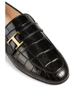 Croc-Embossed Leather Loafers