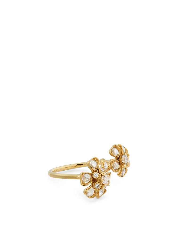 Mini Aster 18K Gold Ring With Diamonds