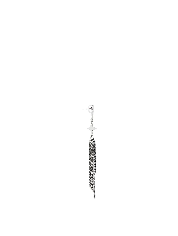 Silver Northstar Chain Earrings With Diamonds