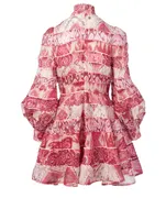 Wavelength Linen And Silk Mini Dress Ikat Print