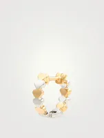 Two-Tone 14K Gold Heart Huggie Hoop Earrings With Diamonds