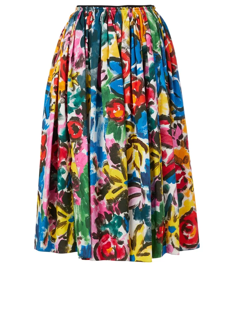 Cotton Skirt Flared Carmen Print