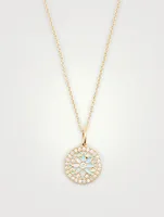 14K Gold Evil Eye Medallion Necklace With Diamonds