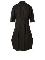Cotton Pleat Front Shirt Dress