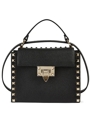 Small Rockstud Leather Top Handle Bag