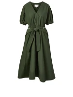 Gathered-Sleeve Utility Dress