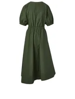 Gathered-Sleeve Utility Dress