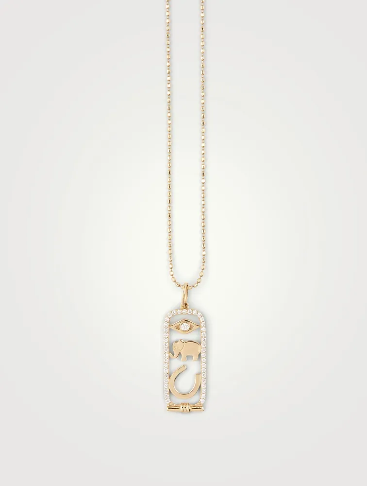 14K Gold Charm Necklace With Diamonds