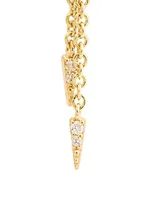 14K Gold Fringe Drop Earrings With Diamonds