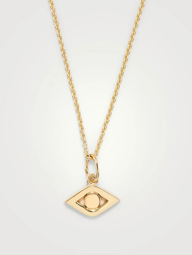 Medium 14K Gold Evil Eye Charm Necklace