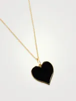 14K Gold Enamel Heart Necklace