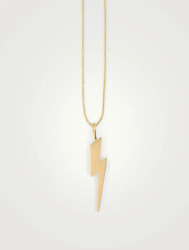 14K Gold Pure Lightning Bolt Necklace