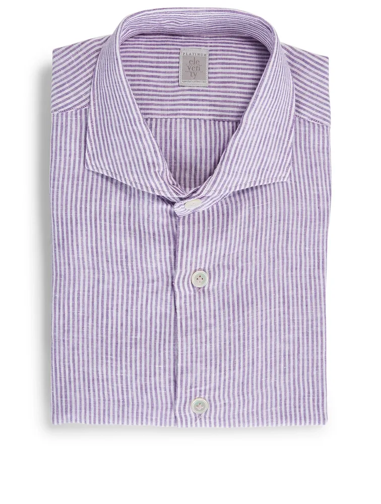 Linen Shirt Striped Print