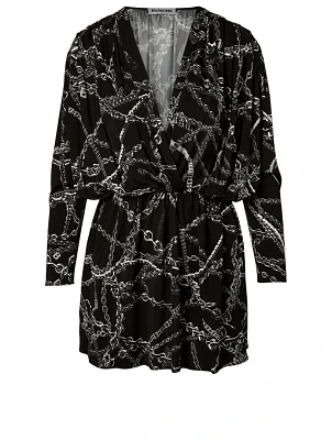 Twisted Mini Dress Chain Print