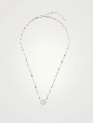 GG Running 18K White Gold Necklace With Pink Topaz