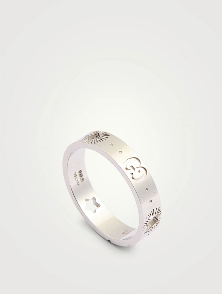 Icon 18K White Gold Ring With Stars