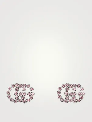 GG Running 18K White Gold Earrings With Pink Topaz