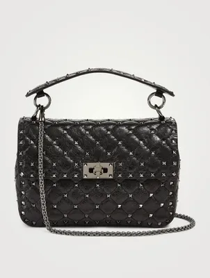 Medium Rockstud Spike Crinkled Leather Bag