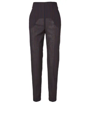 Wool High-Waisted Pants Striped Print