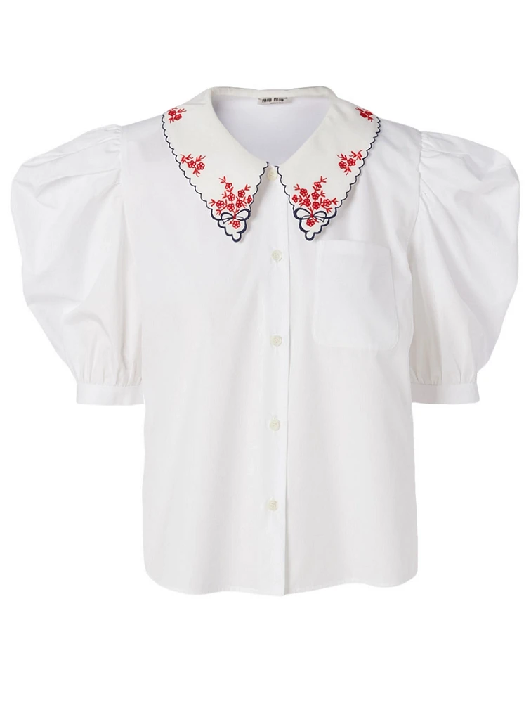 Cotton Silk Collar Blouse