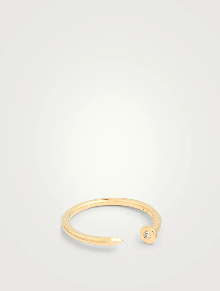 14K Gold Nail Ring With Diamond