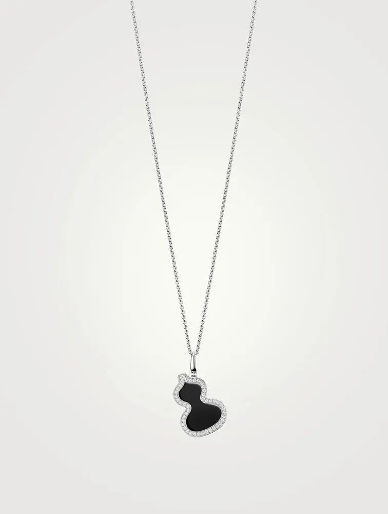 Wulu 18K White Gold Pendant With Diamonds And Onyx