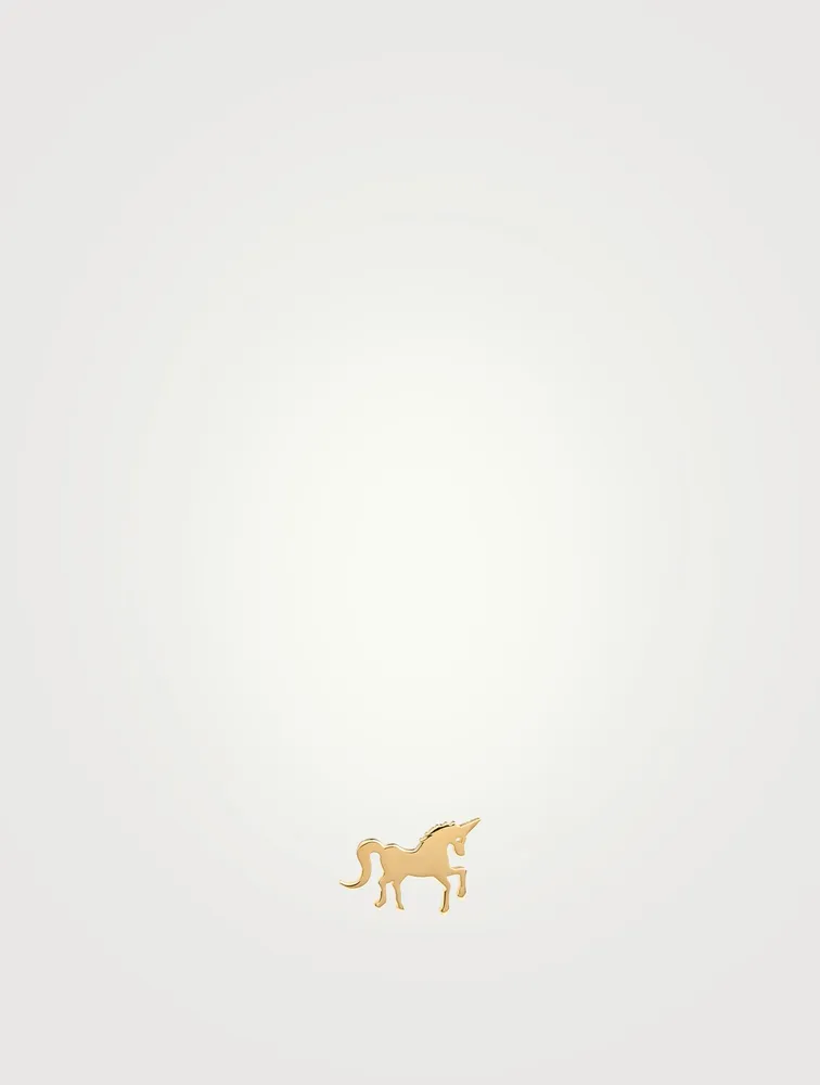 14K Gold Unicorn Stud Earring