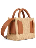 Bobby 18 Leather And Raffia Top Handle Bag