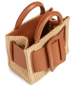 Bobby 18 Leather And Raffia Top Handle Bag