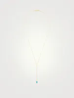 18K Gold Marquise Lariat Necklace With Diamonds and Turquoise