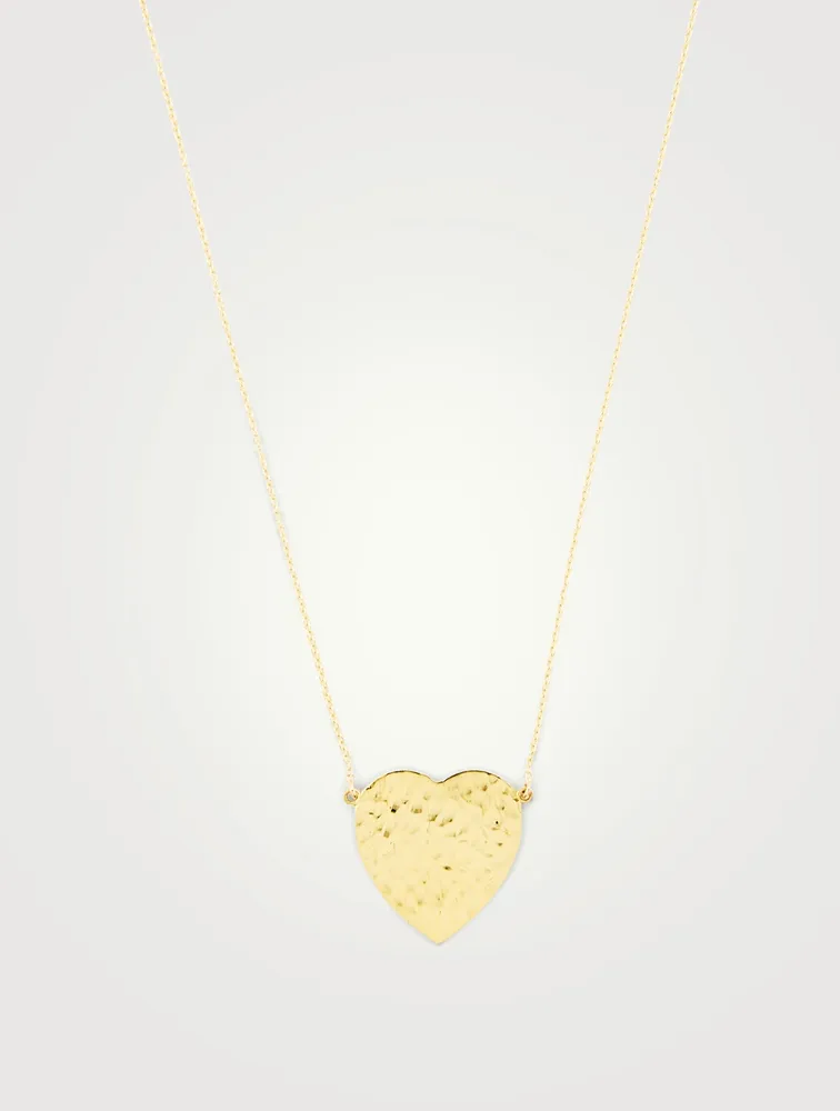 18K Gold Hammered Heart Necklace