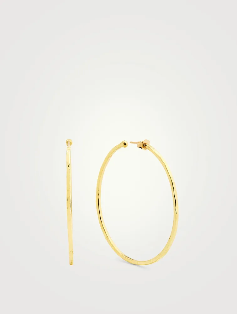 Medium 18K Hammered Gold Hoop Earrings