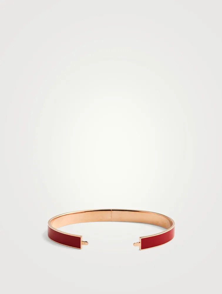 Interchangeable 18K Rose Gold Enamel Bangle Bracelet