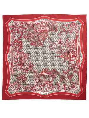 Silk Scarf In Pagoda Print