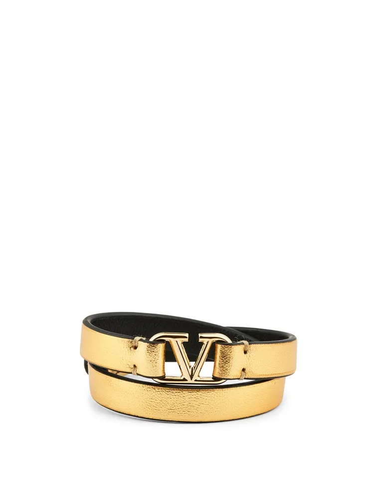 VLOGO Metallic Double Leather Bracelet