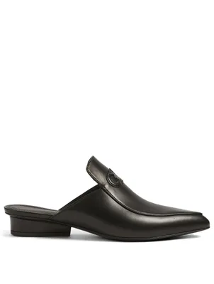 Gancini Leather Flat Mules